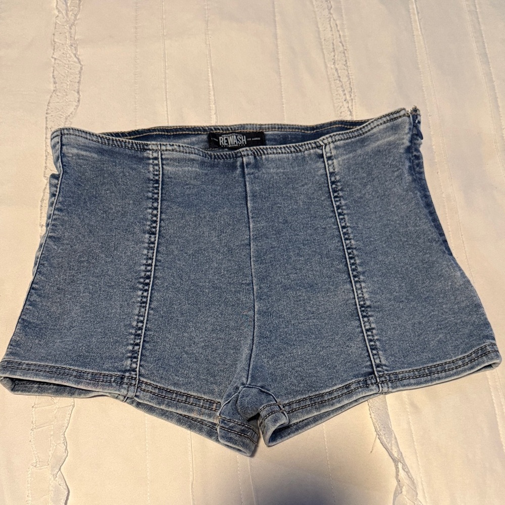 Rewash Light Blue High-Waist Denim Shorts